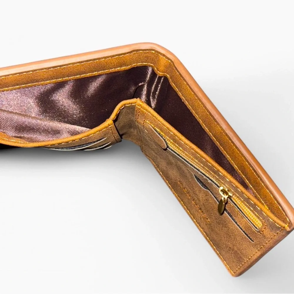 Authentic Tan Leather Bifold Wallet